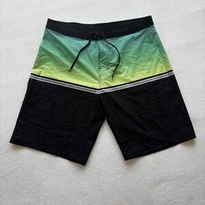 Burnside Board Shorts Mens 36‎ Teal Green Ombre Black Swim Trunks BE9333-JC